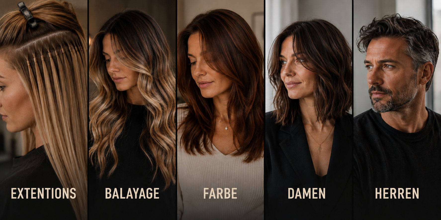 Leistungen: Extentions, Balayage, Farbe, Damen, Herren